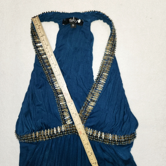 Sky Tank Top Teal/Blue with Beaded Sequined Size Small - Picture 8 of 9